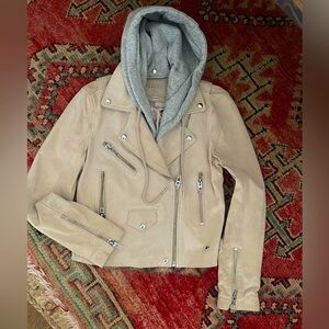 BlankNYC Suede Moto Jacket with hood